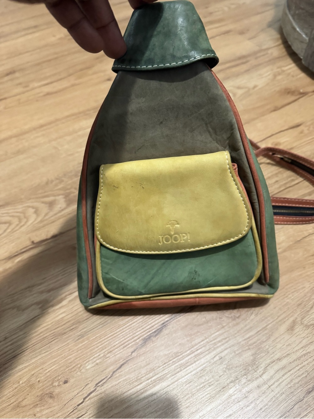 JOOP! green and brown  suede leather backpack